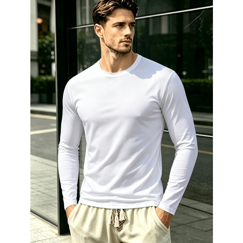 솔리드 라운드넥 긴팔 티셔츠. 야외 스포츠용 캐주얼 티 - Outdoor Sports 리뷰 및 가격